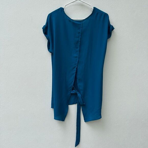 New York & Company 7th Avenue Teal V-Neck Blouse Women’s Size L - Picture 2 of 4